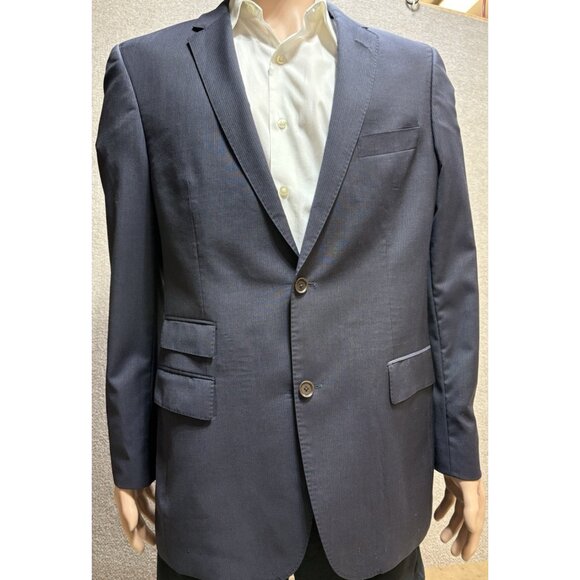 Hugo Boss Men's Suit Sport Coat Virgin Wool 40L Super 100 Gray Pin-stripe GUC